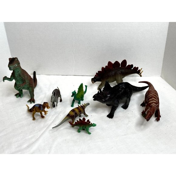 Lot of Nine Dinosaurs different sizes kinds Baryonyx Deinonychus Stegosaurus - Picture 2 of 8